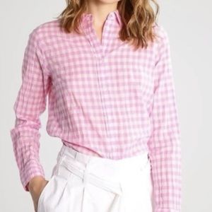 J. Crew Pink and White Gingham Button Down